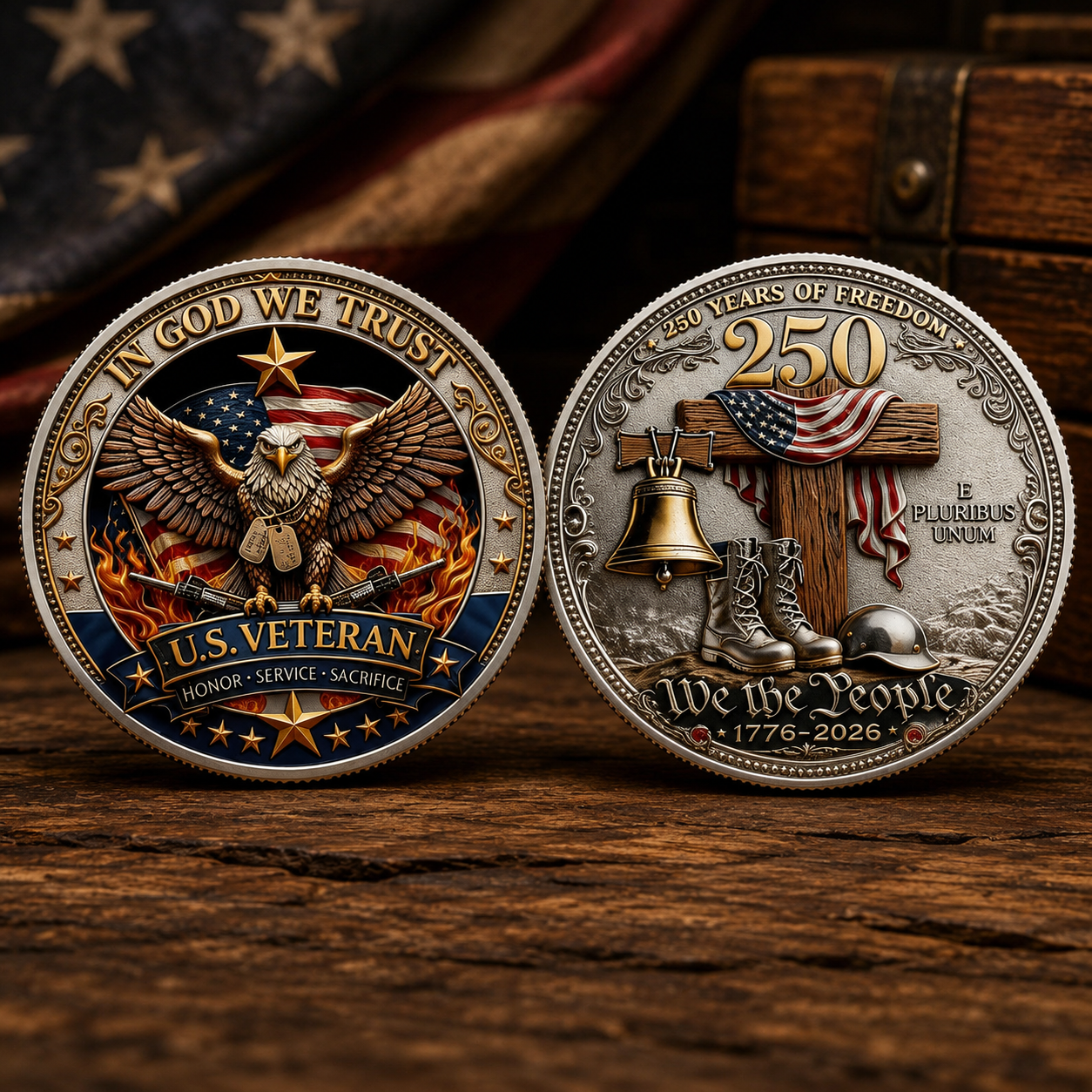 Personalized Commemorative Coin 250 Years Freedom Gift for Veterans HN590 - Commemorative Coin GradoCreations