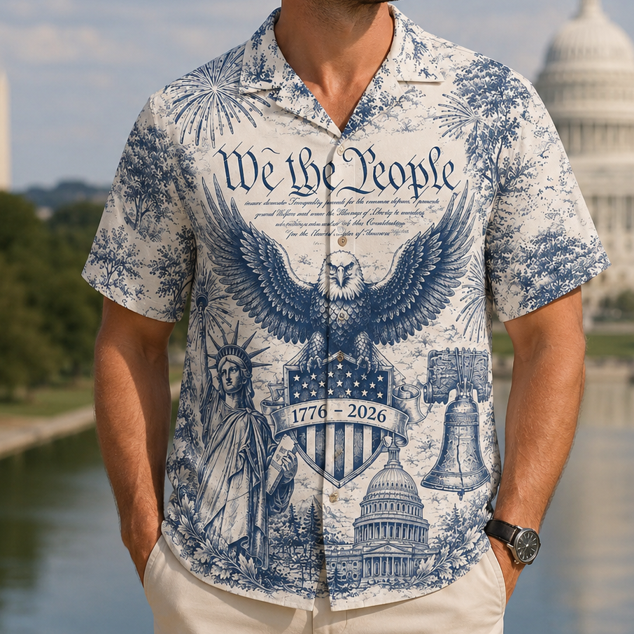 Personalized Patriotic Hawaiian Shirt Custom Design Gift for Dad HN590 - AOP Hawai Shirt GradoCreations