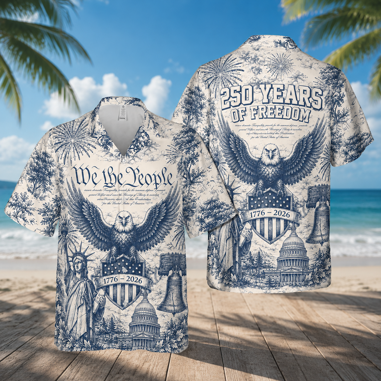 Personalized Patriotic Hawaiian Shirt Custom Design Gift for Dad HN590 - AOP Hawai Shirt GradoCreations