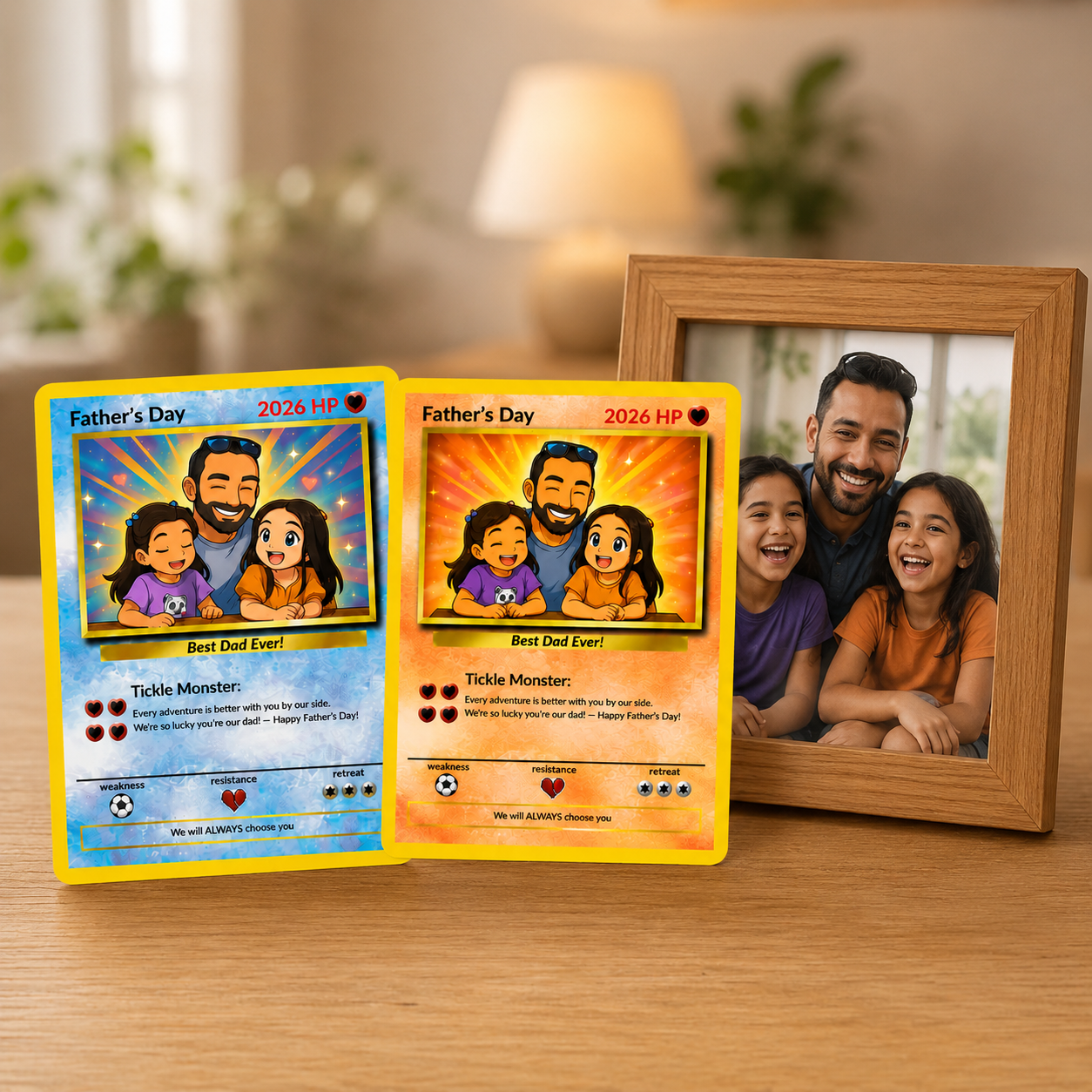 Personalized Father's Day Photo Card Best Dad Ever Gifts HN590 - PKM Trainer Card Fix GradoCreations