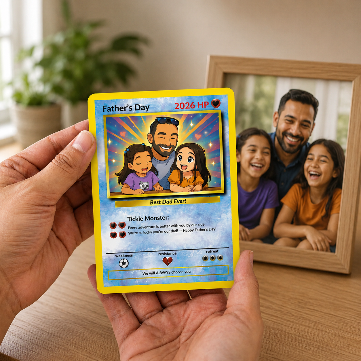 Personalized Father's Day Photo Card Best Dad Ever Gifts HN590 - PKM Trainer Card Fix GradoCreations