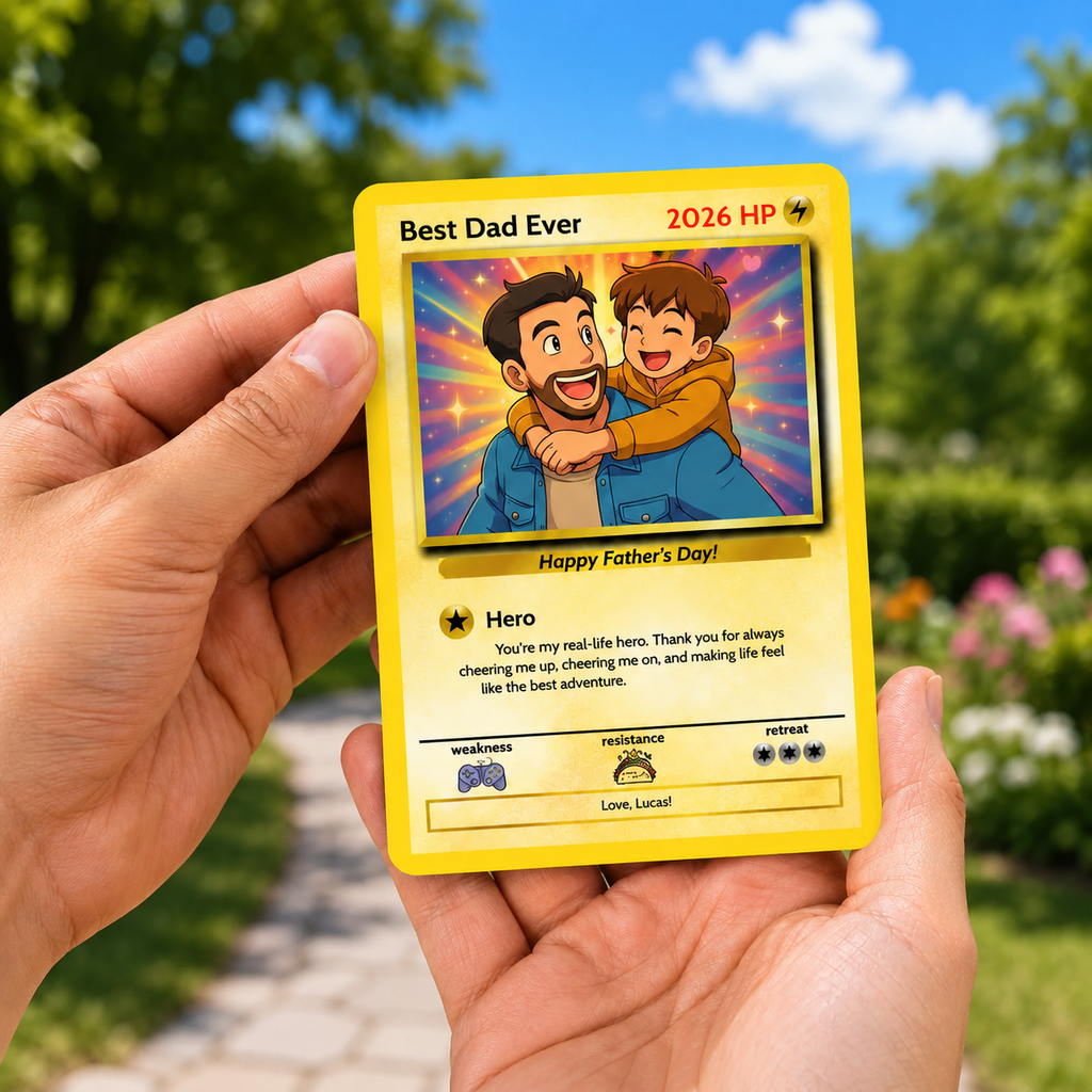 Personalized Father's Day Photo Card Best Dad Ever Gifts HN590 - PKM Trainer Card Fix GradoCreations