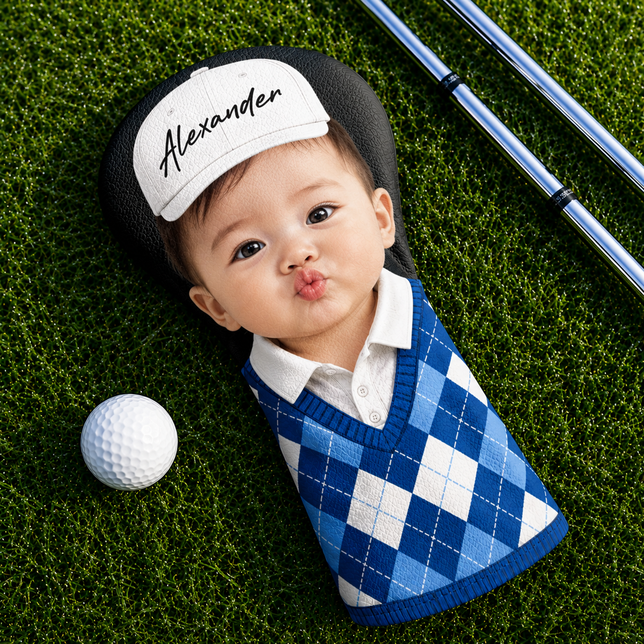 Personalized Baby Photo Golf Club Head Cover Gift for Dad HN590 - Golf Head Cover GradoCreations