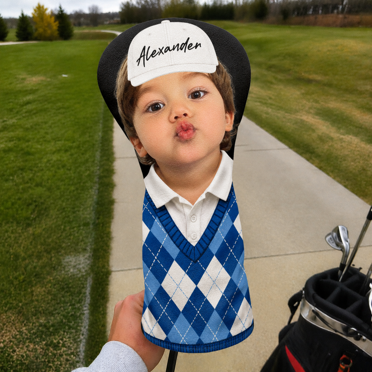 Personalized Baby Photo Golf Club Head Cover Gift for Dad HN590 - Golf Head Cover GradoCreations