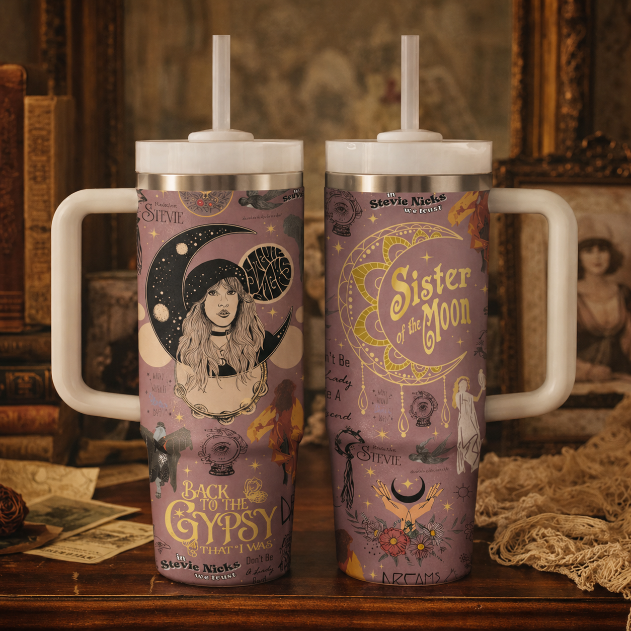 Personalized 40oz Floral Tumbler with Handle for Her GradoCreations