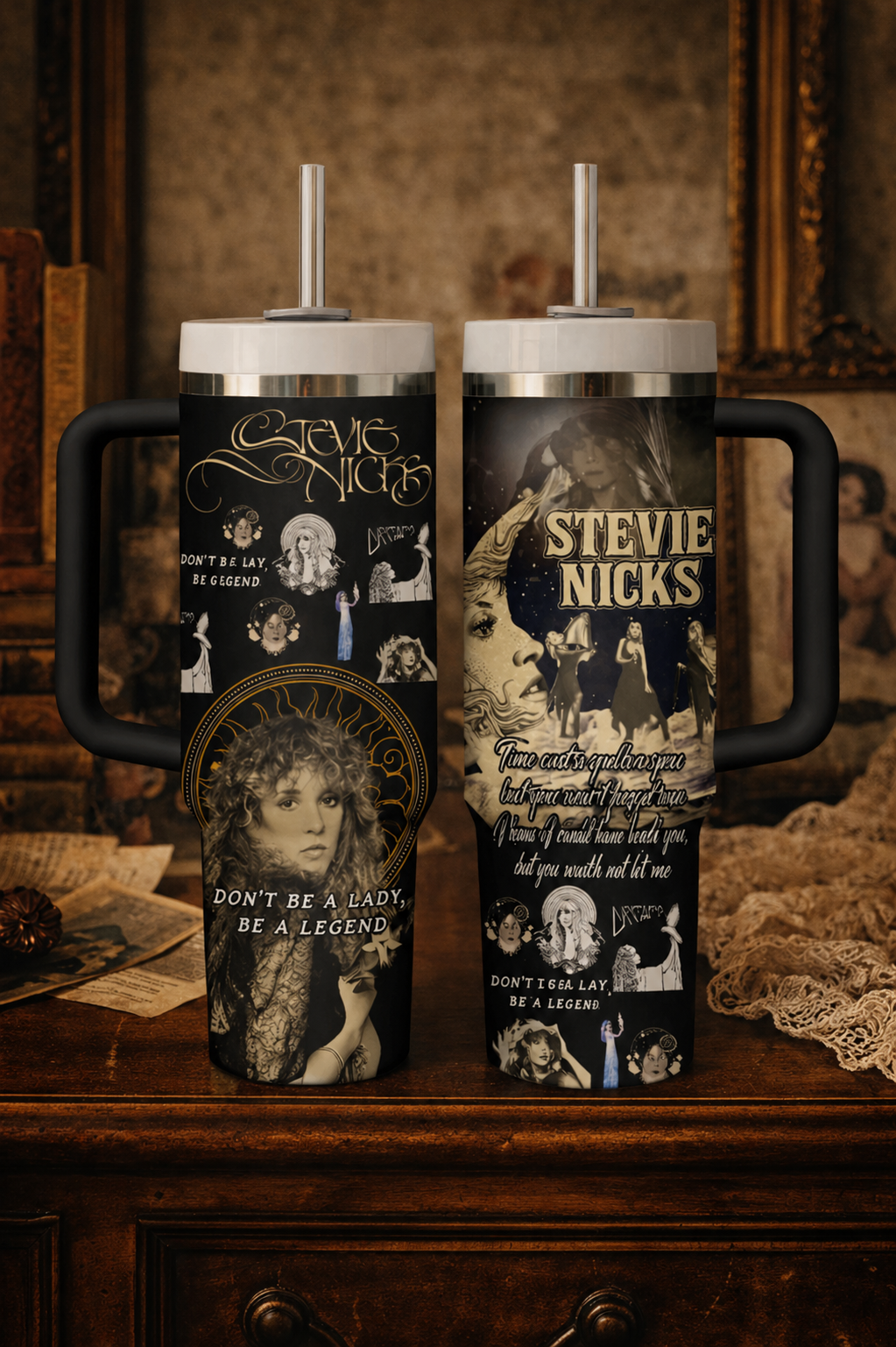Personalized 40oz Floral Tumbler with Handle for Her GradoCreations