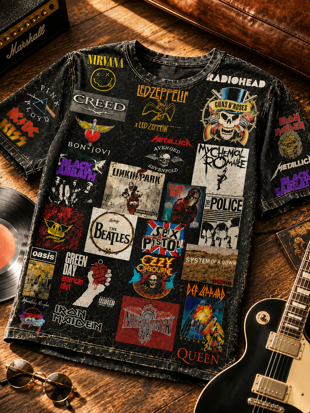 All-Over Print Classic Rock T-Shirt Gift for Music Lovers GradoCreations