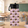 Personalized Water Bottle with Photo & Name Custom Gift for Kids HN590 - Kid Water Bottle With Straw GradoCreations