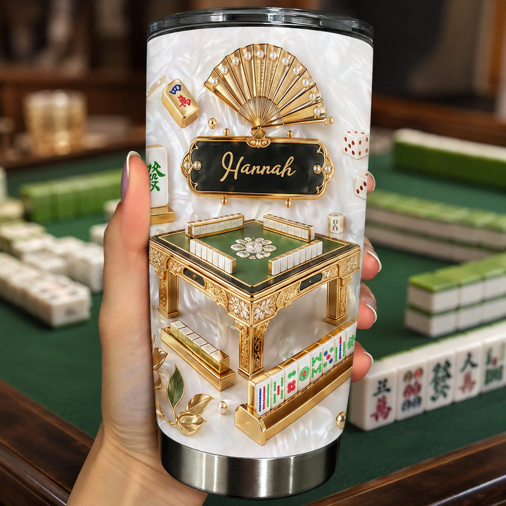 Personalized Mahjong Themed Tumbler Custom Name Gift for Hobbyists Tumbler GradoCreations