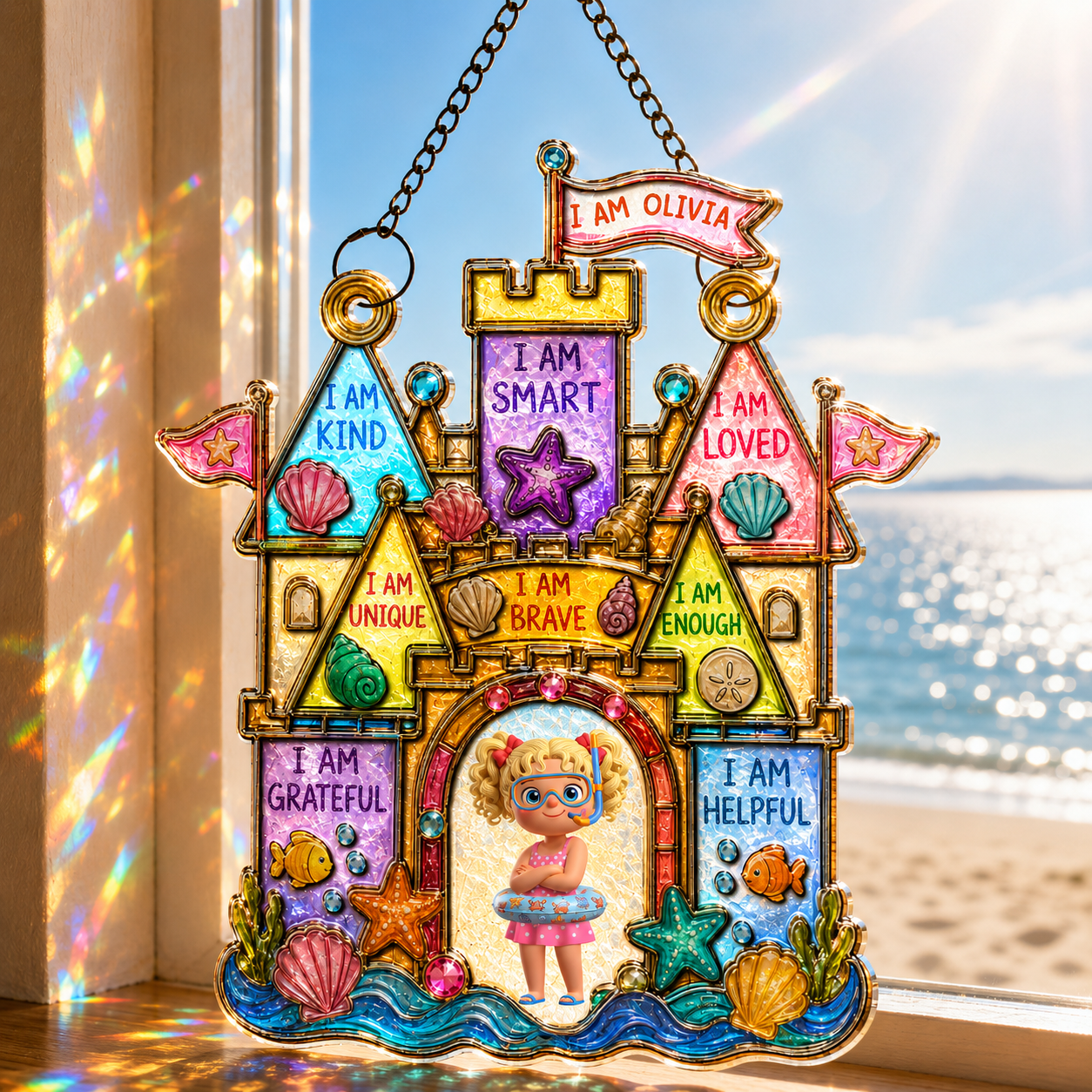 Personalized Affirmation Suncatcher Custom Name Gift for Kids Suncatcher GradoCreations