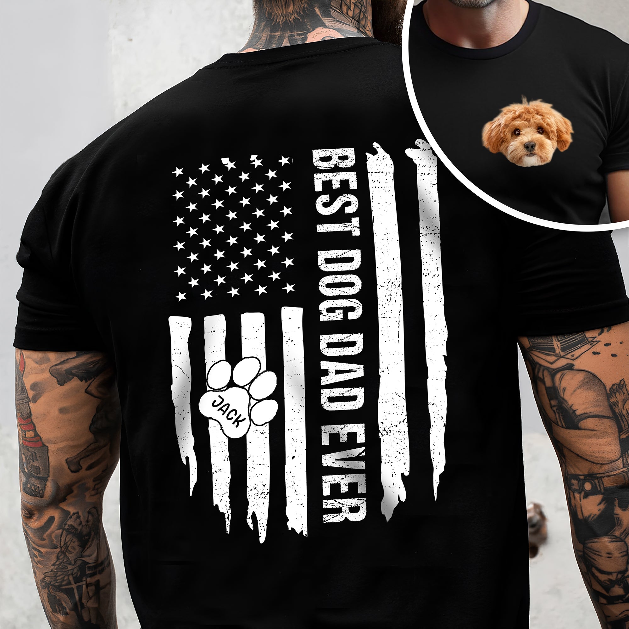 Personalized Dog Dad T-Shirt Custom Photo Gift for Father HN590 - Back&Front Shirt GradoCreations