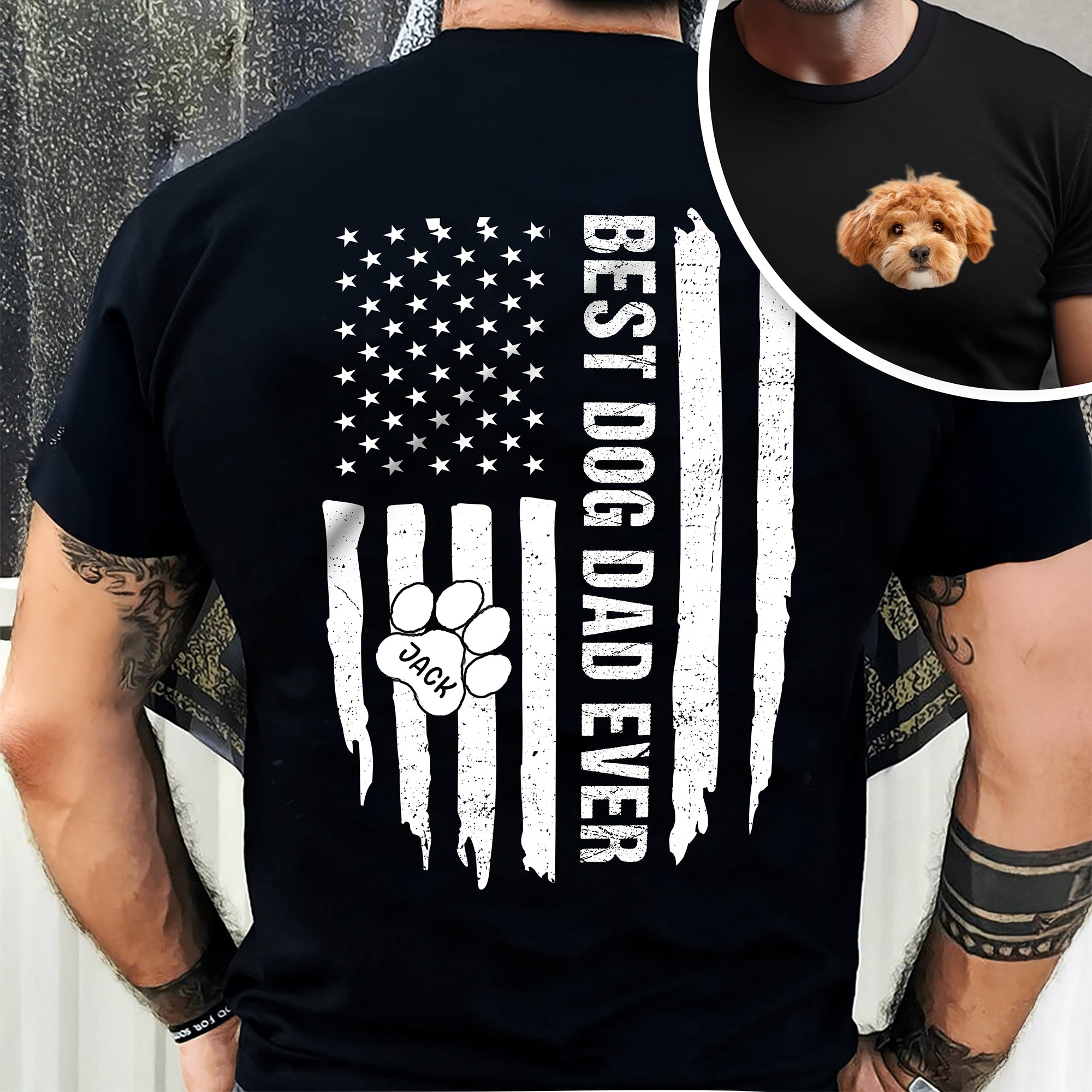 Personalized Dog Dad T-Shirt Custom Photo Gift for Father HN590 - Back&Front Shirt GradoCreations