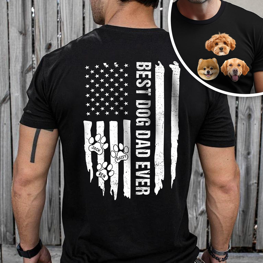 Personalized Dog Dad T-Shirt Custom Photo Gift for Father HN590 - Back&Front Shirt GradoCreations