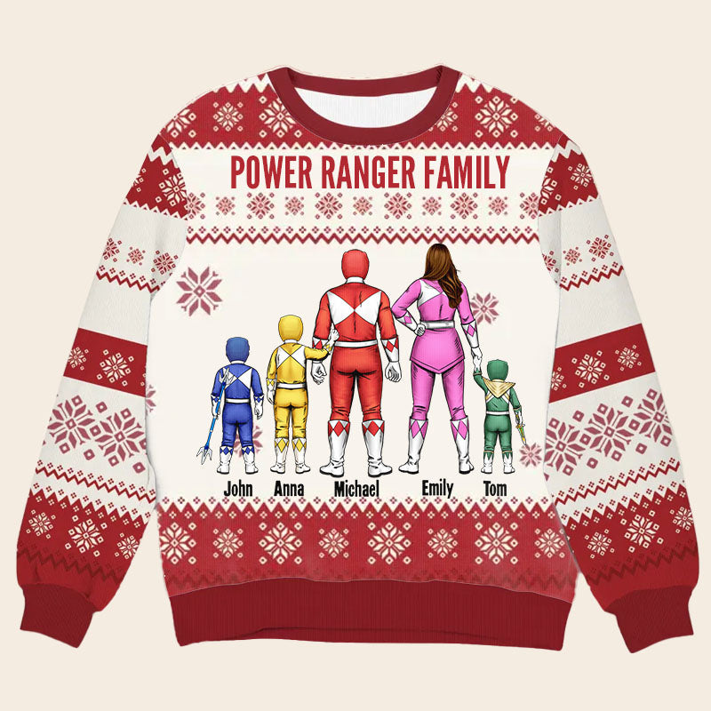 Personalized Power Ranger Family Ugly Sweater Christmas Gift