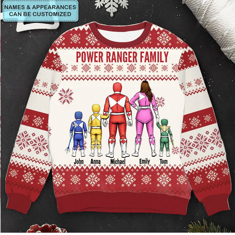 Personalized Power Ranger Family Ugly Sweater Christmas Gift