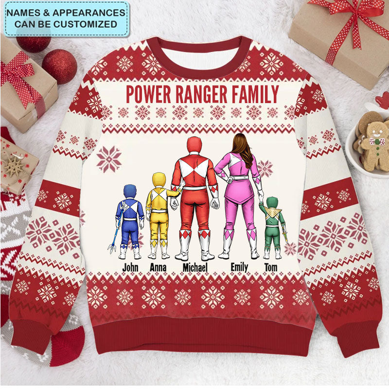 Personalized Power Ranger Family Ugly Sweater Christmas Gift