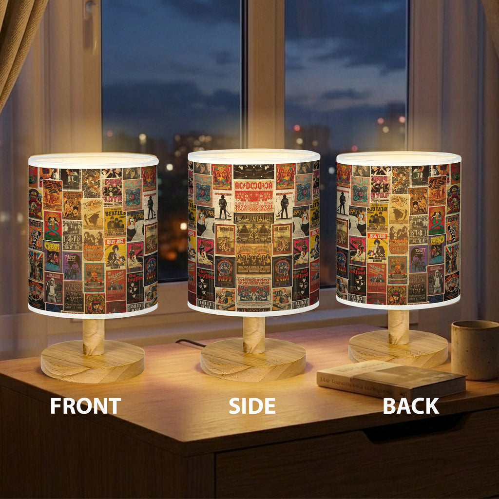 Vintage Rock Concert Fabric Lamp for Music Lovers, Retro Home Decor GradoCreations
