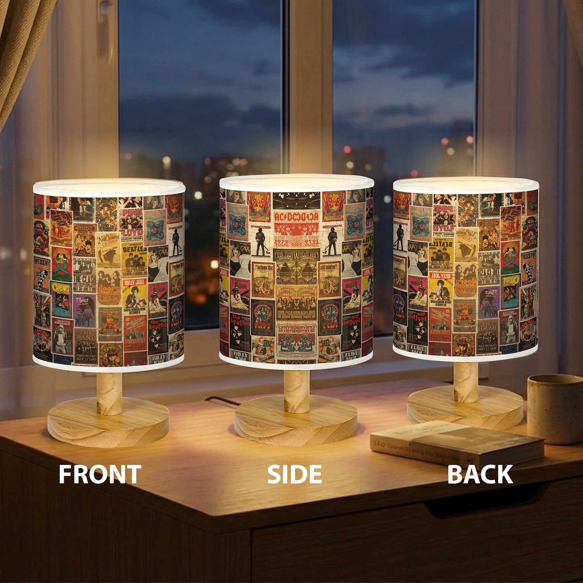 Vintage Rock Concert Fabric Lamp for Music Lovers, Retro Home Decor GradoCreations