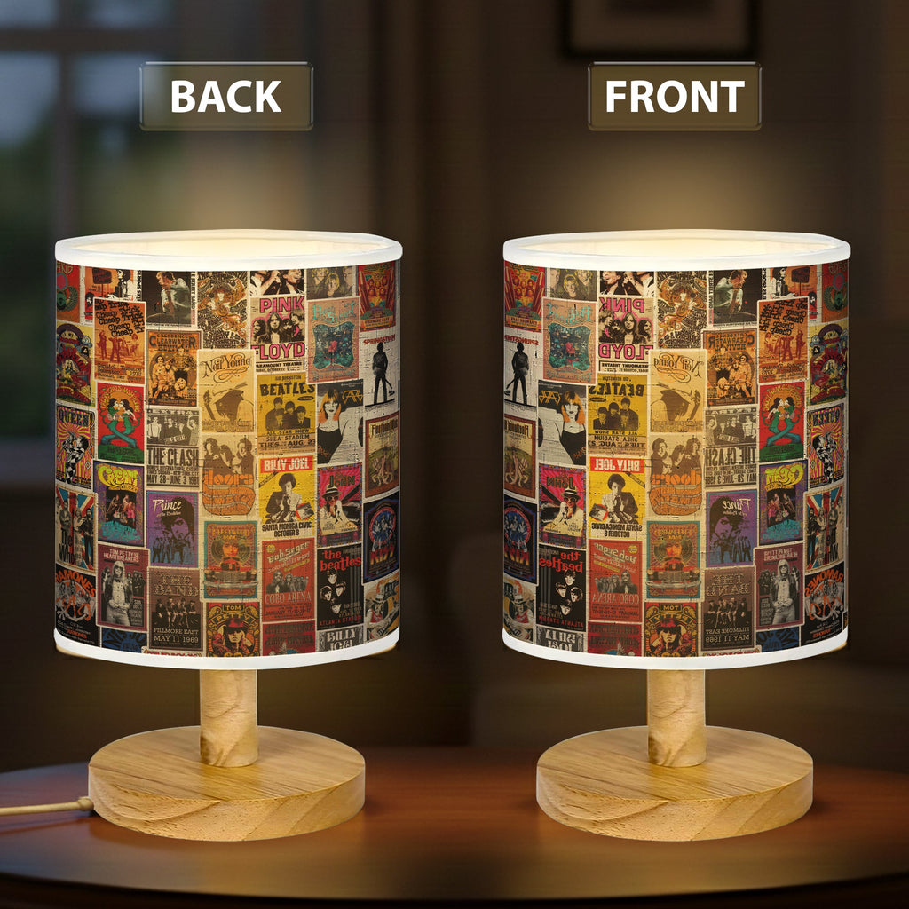 Vintage Rock Concert Fabric Lamp for Music Lovers, Retro Home Decor GradoCreations