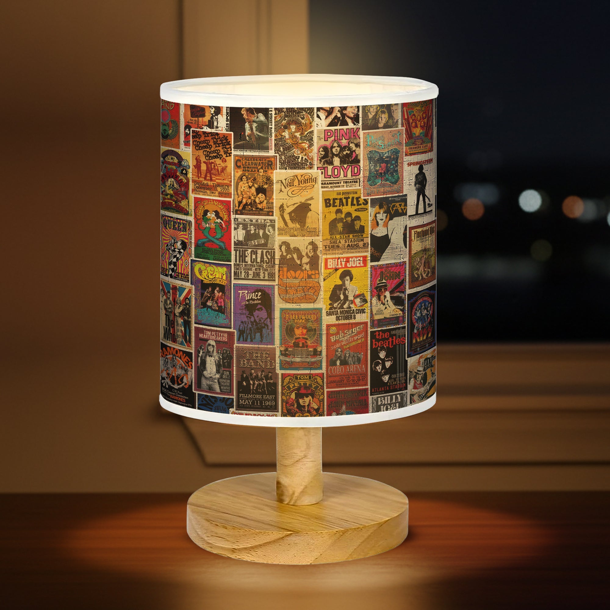 Vintage Rock Concert Fabric Lamp for Music Lovers, Retro Home Decor GradoCreations