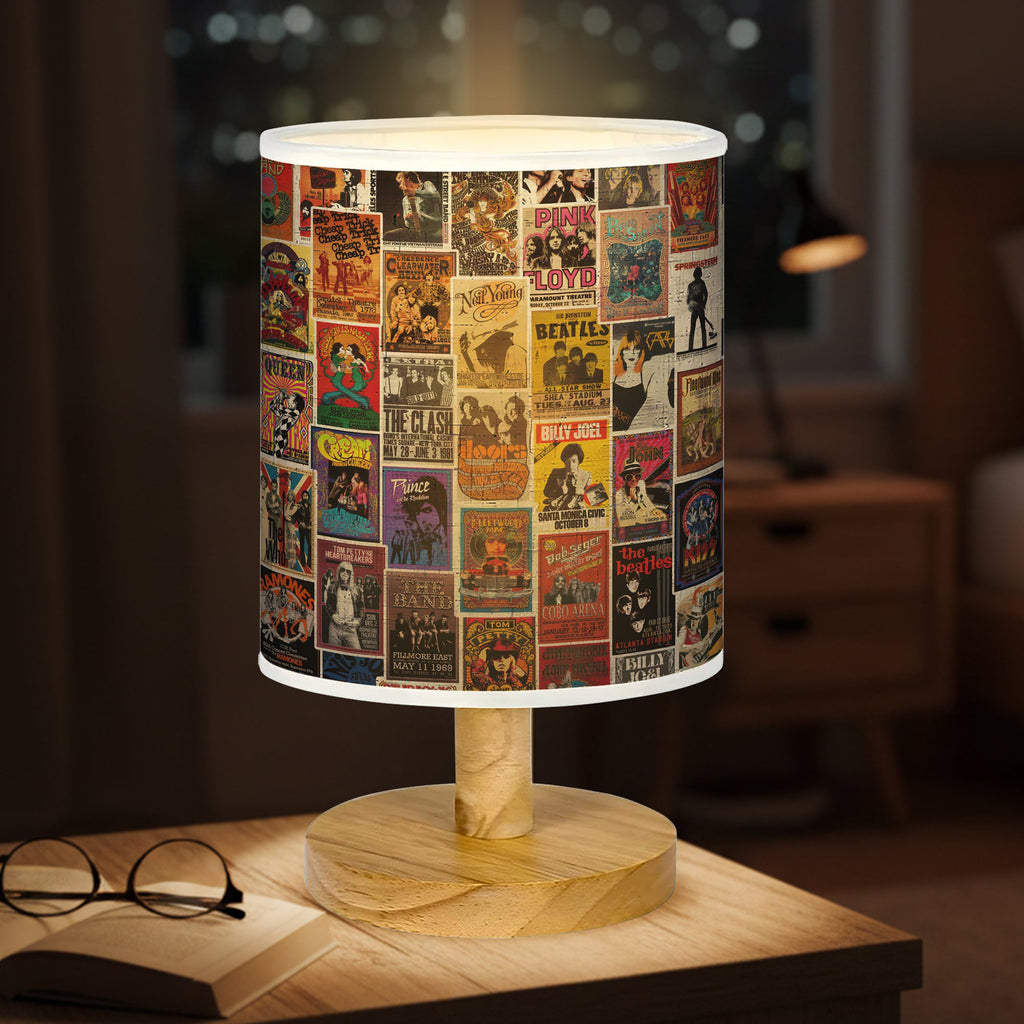 Vintage Rock Concert Fabric Lamp for Music Lovers, Retro Home Decor GradoCreations
