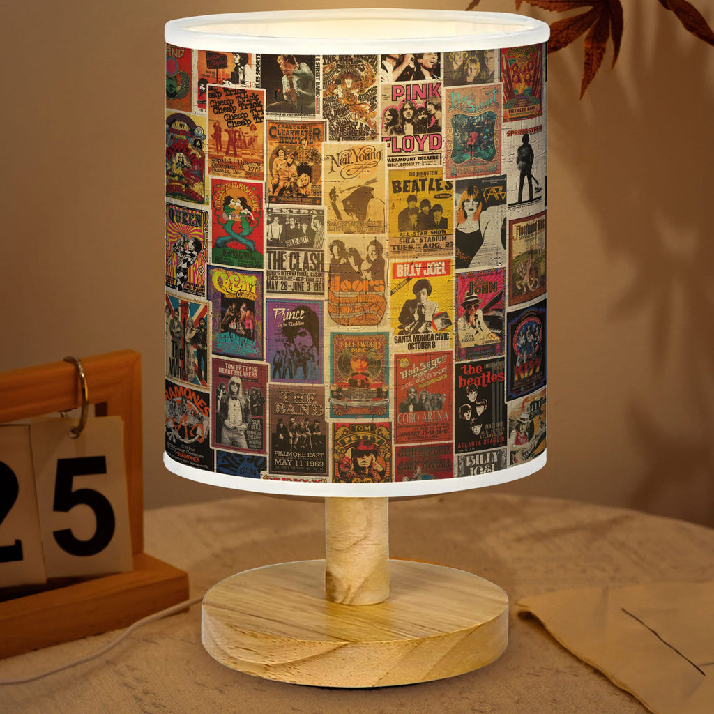 Vintage Rock Concert Fabric Lamp for Music Lovers, Retro Home Decor GradoCreations