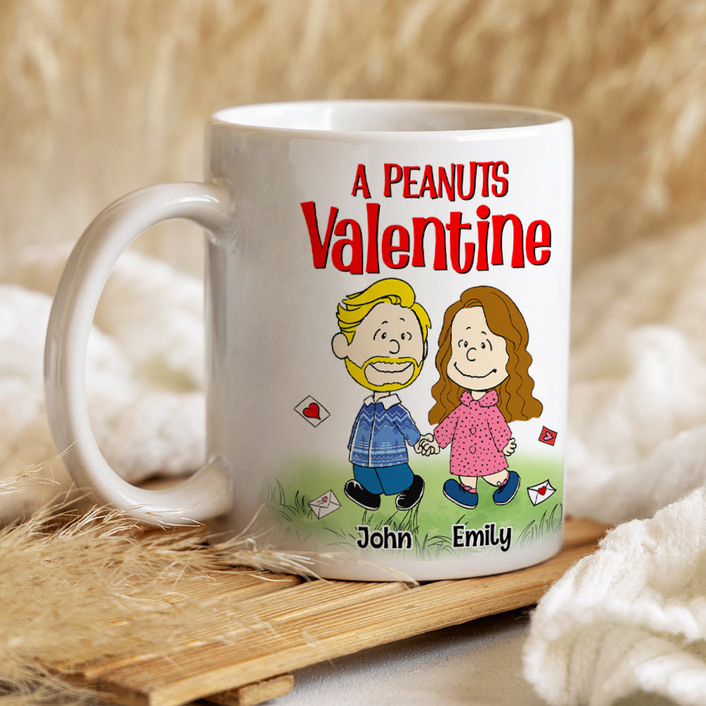 Personalized Peanuts Cartoon Coffee Mug for Couples - Gift for Anniversary, Valentine's Day