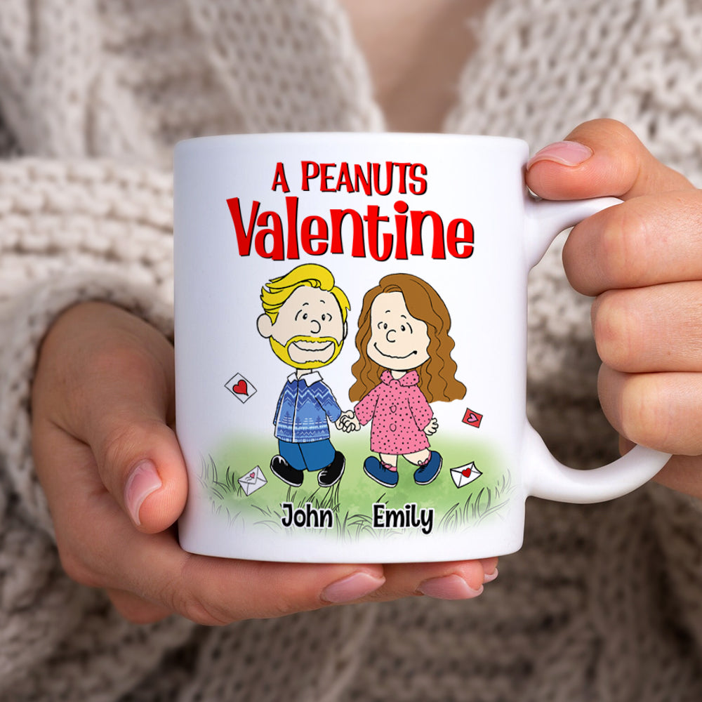 Personalized Peanuts Cartoon Coffee Mug for Couples - Gift for Anniversary, Valentine's Day