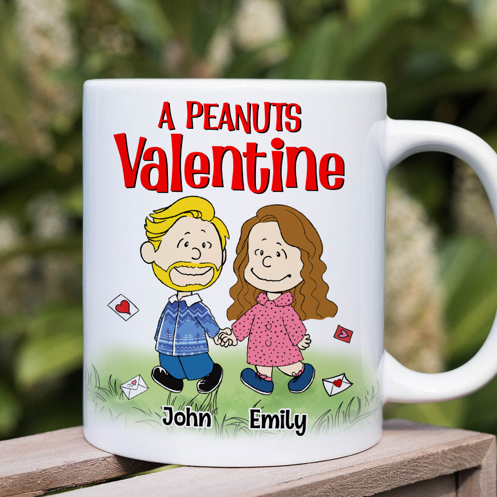 Personalized Peanuts Cartoon Coffee Mug for Couples - Gift for Anniversary, Valentine's Day