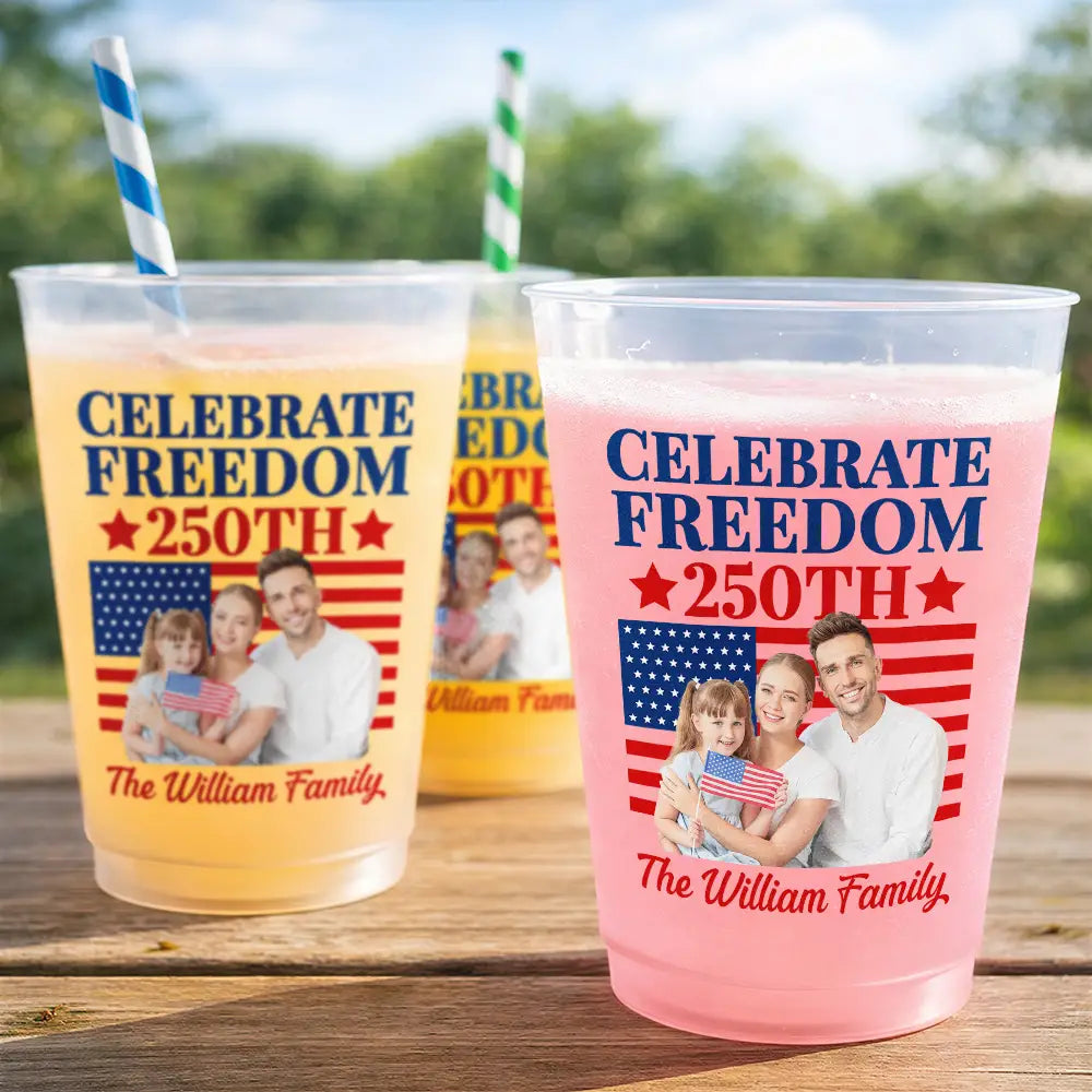 Personalized Frosted Cups Custom Photo Patriotic Gift Family