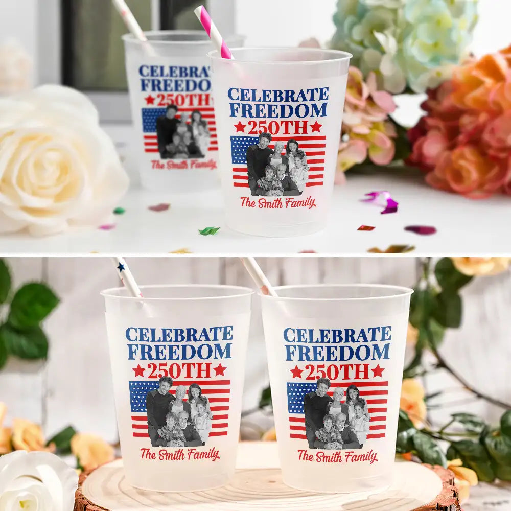 Personalized Frosted Cups Custom Photo Patriotic Gift Family