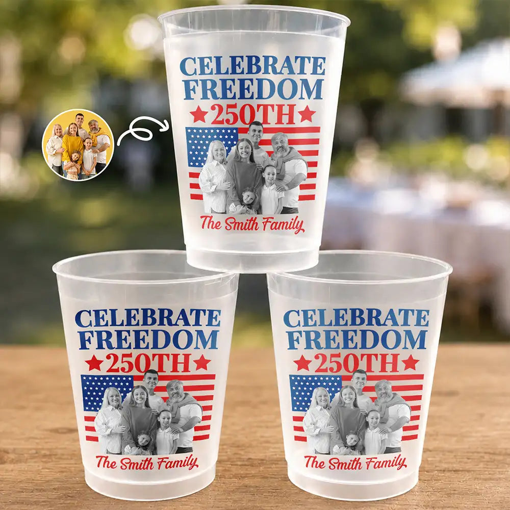 Personalized Frosted Cups Custom Photo Patriotic Gift Family