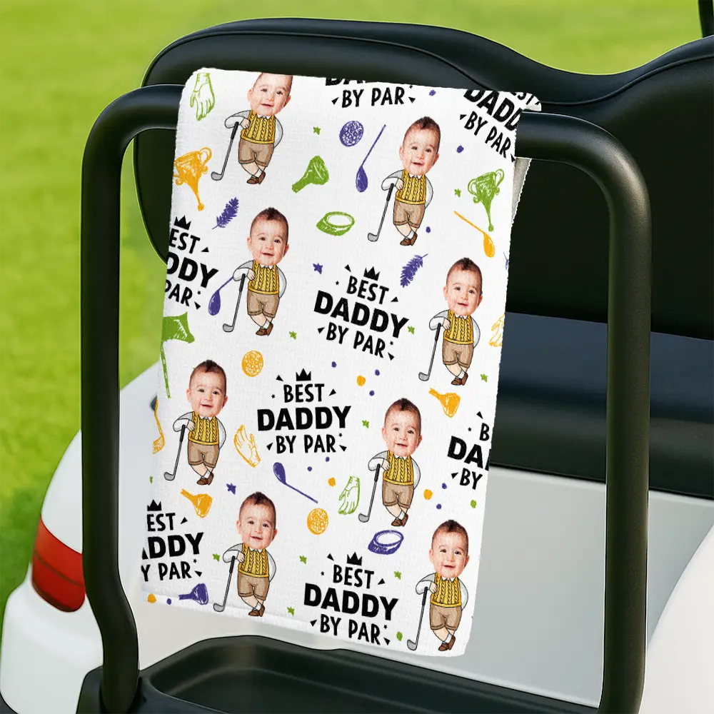 Personalized Funny Golf Towel Custom Photo Gift for Dad