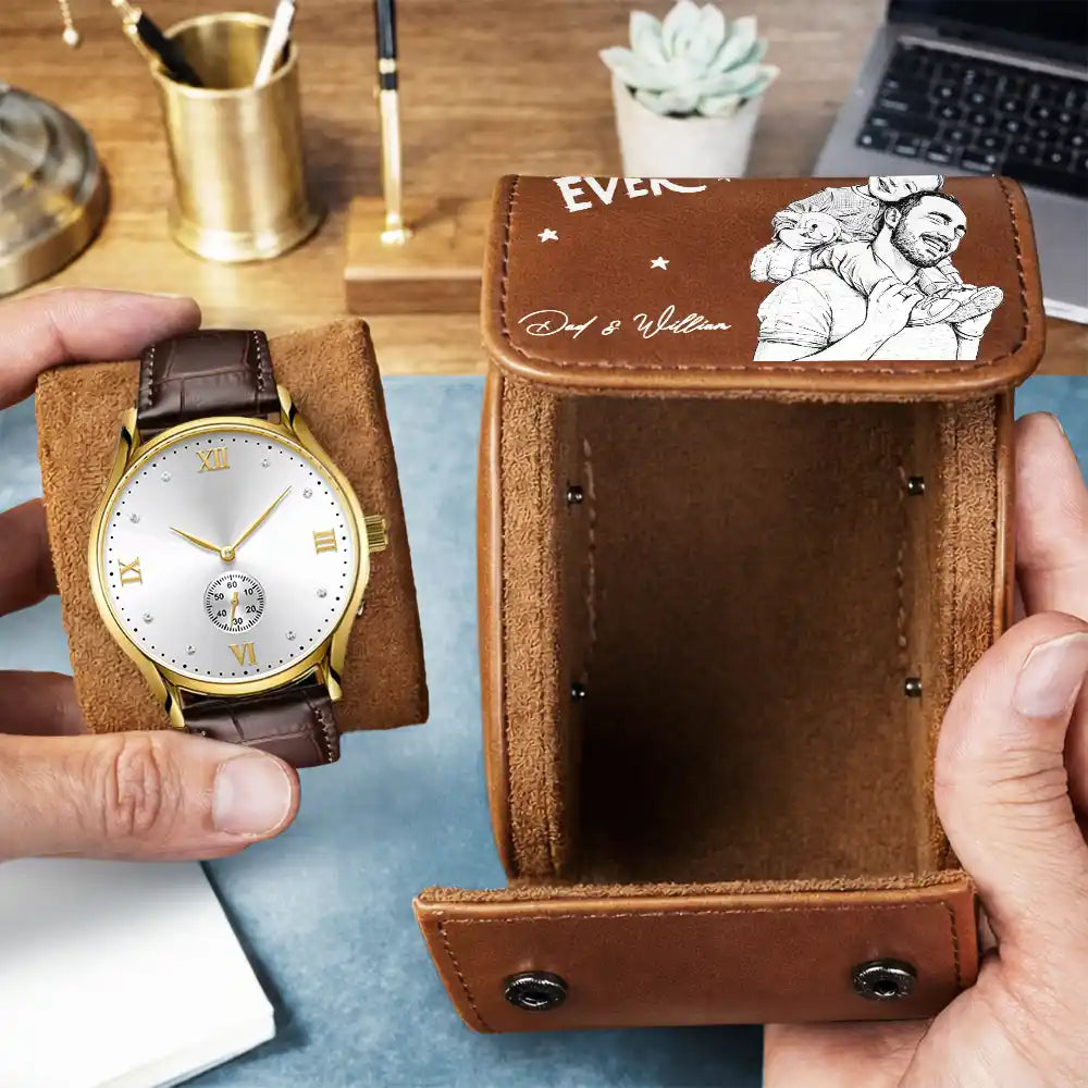 Personalized Leather Watch Case Custom Name Gift for Dad