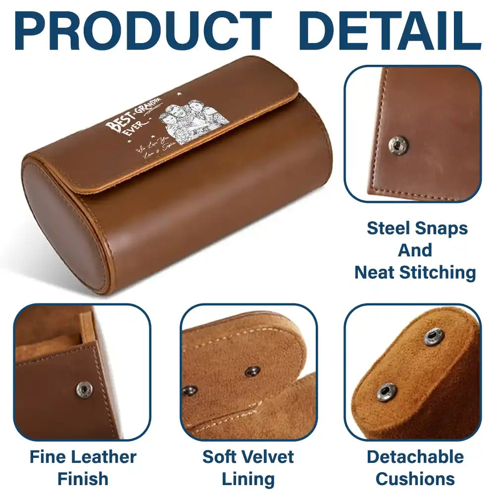 Personalized Leather Watch Case Custom Name Gift for Dad