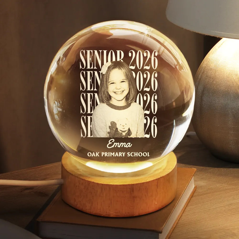 Personalized Graduation Crystal Globe Lamp Custom Photo Gift for Graduates