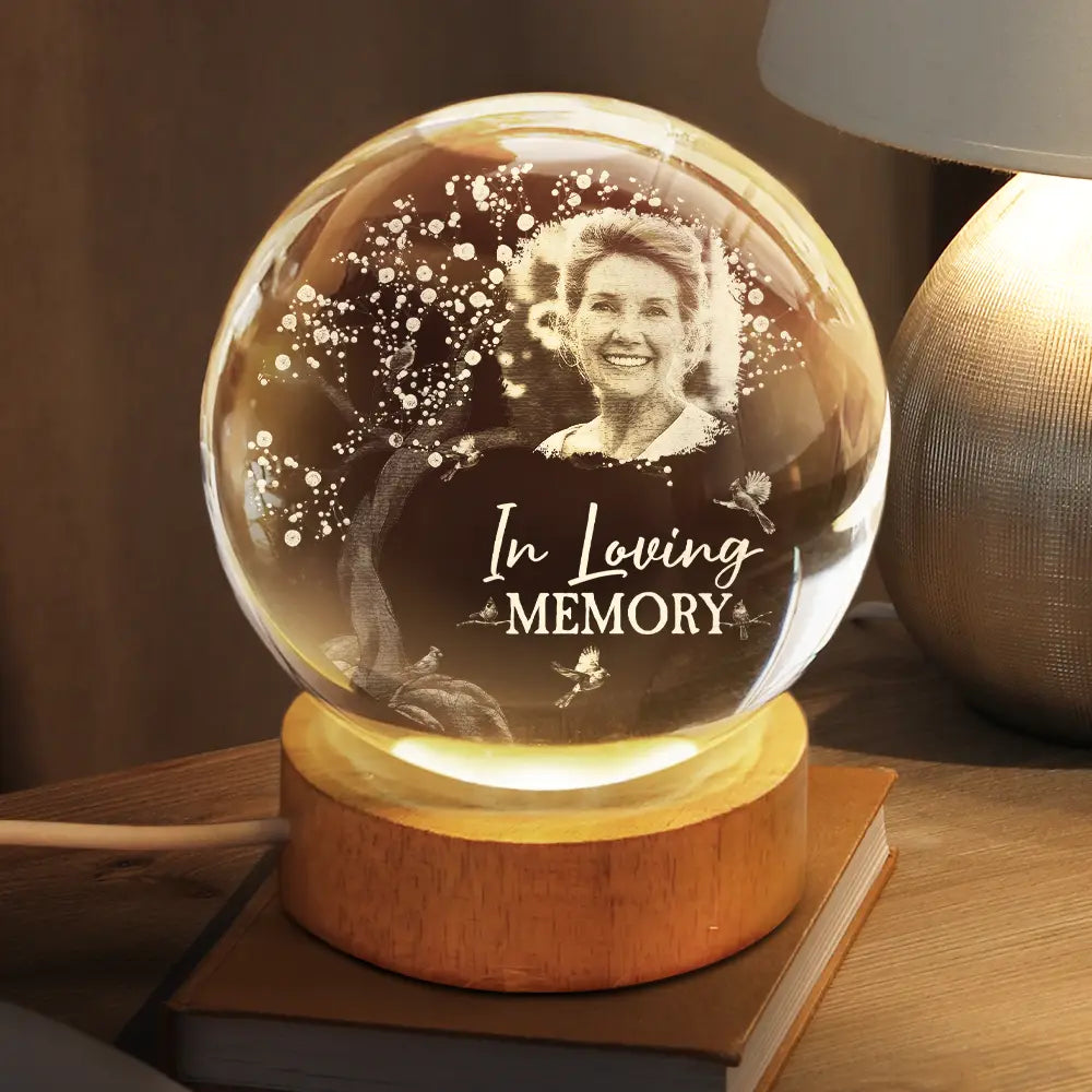 Personalized Crystal Globe Lamp Custom Photo Gift for Dad, Grandpa