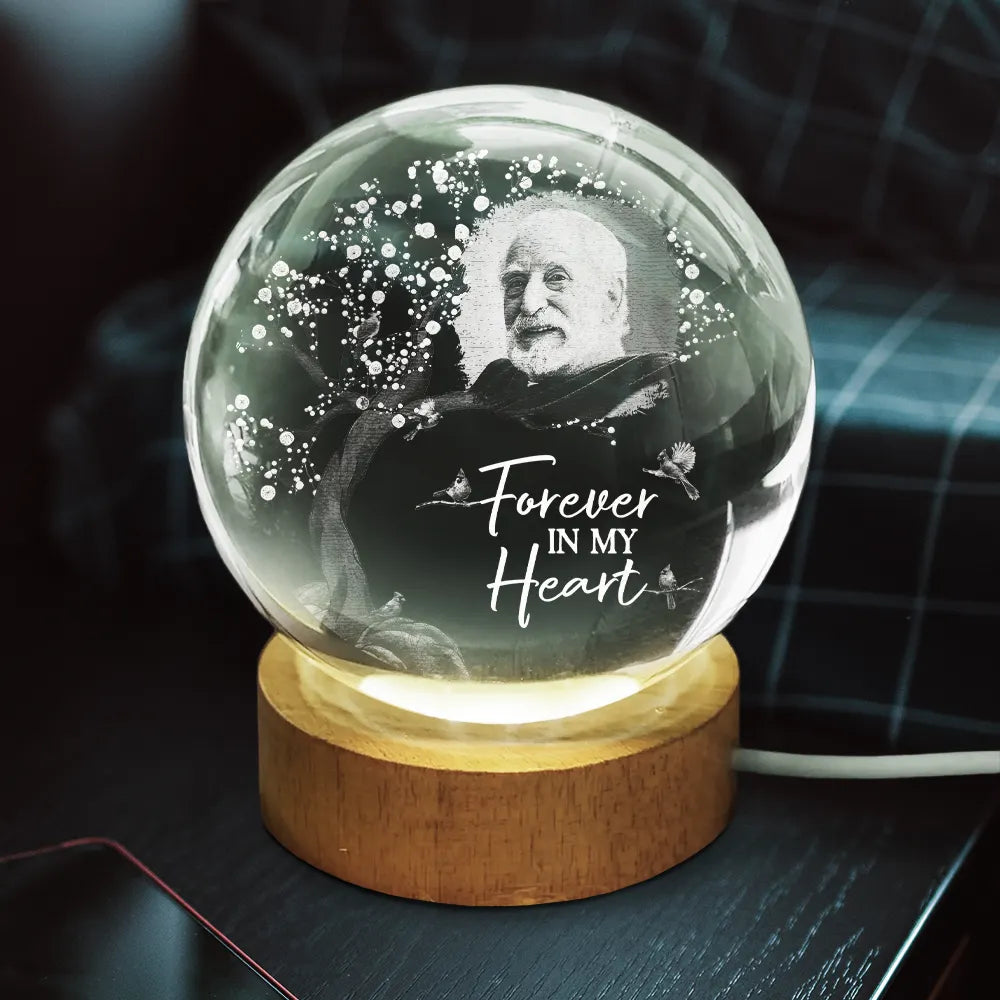 Personalized Crystal Globe Lamp Custom Photo Gift for Dad, Grandpa