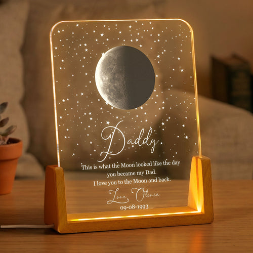 Personalized 3D Moon Phase LED Light Custom Gift for Dad 3D Led Light GradoCreations