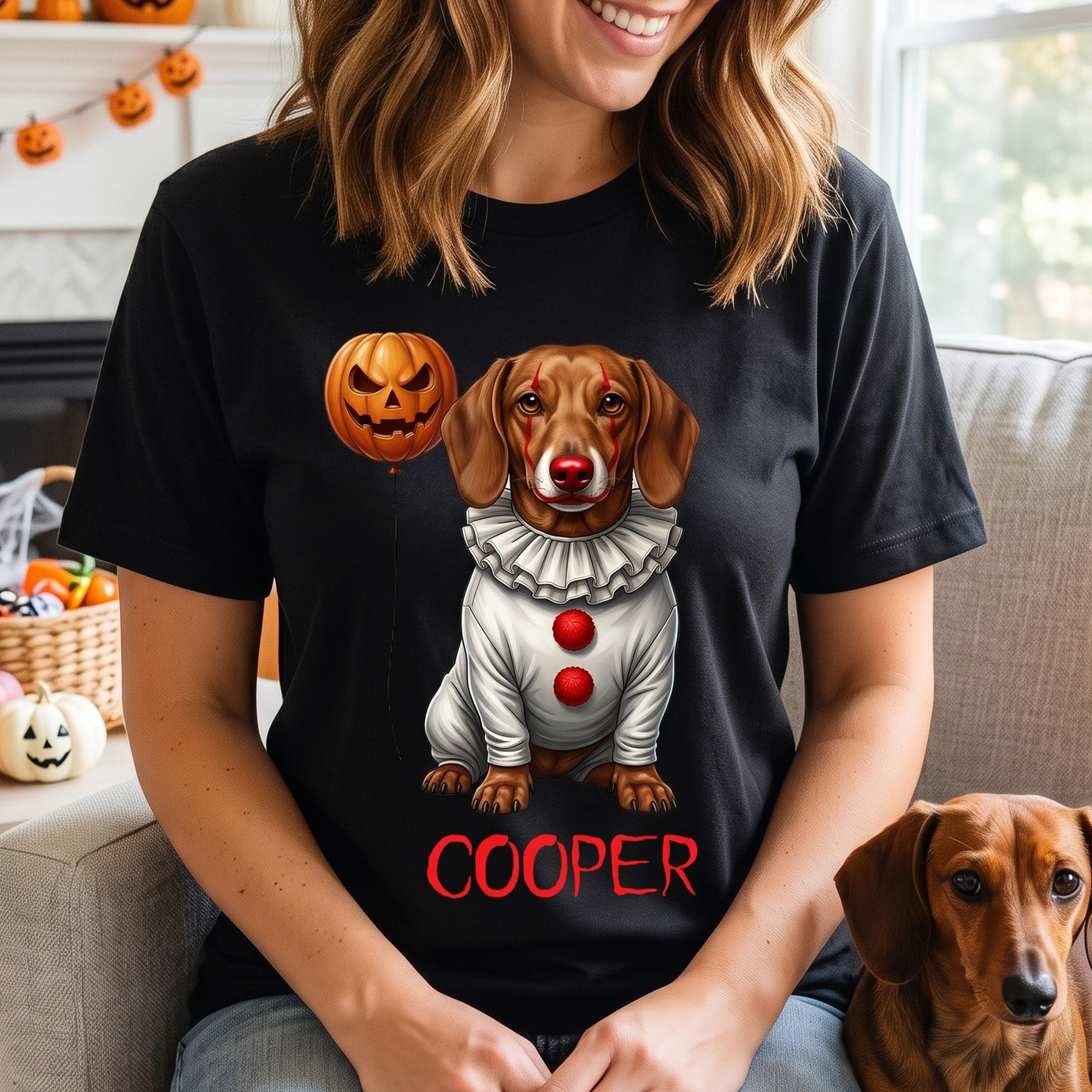 Custom Pet Portrait Halloween Clown Shirt Gift for Pet Lover Cotton Apparel GradoCreations