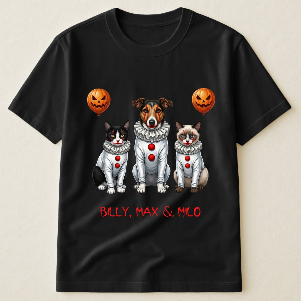 Custom Pet Portrait Halloween Clown Shirt Gift for Pet Lover Cotton Apparel GradoCreations