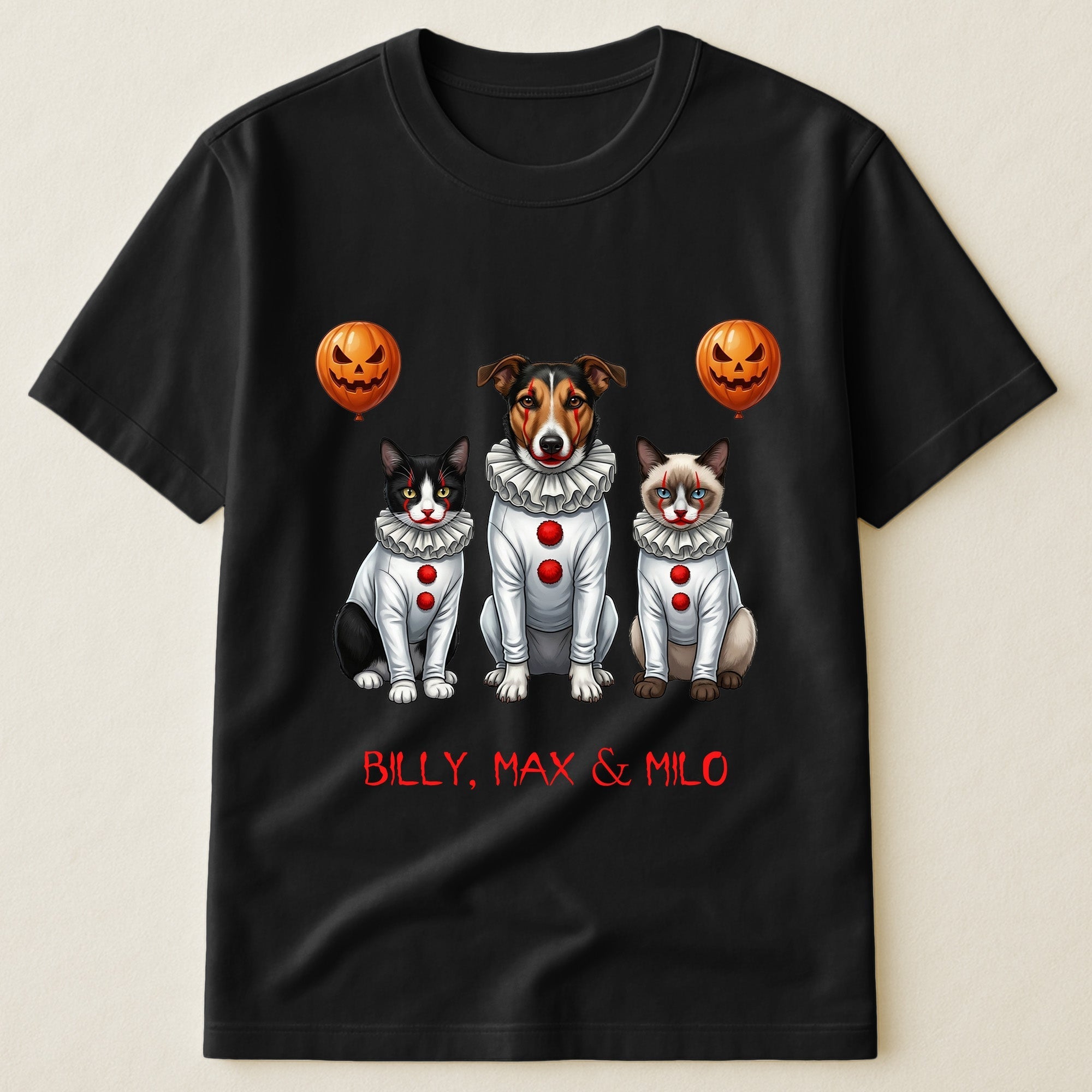 Custom Pet Portrait Halloween Clown Shirt Gift for Pet Lover Cotton Apparel GradoCreations