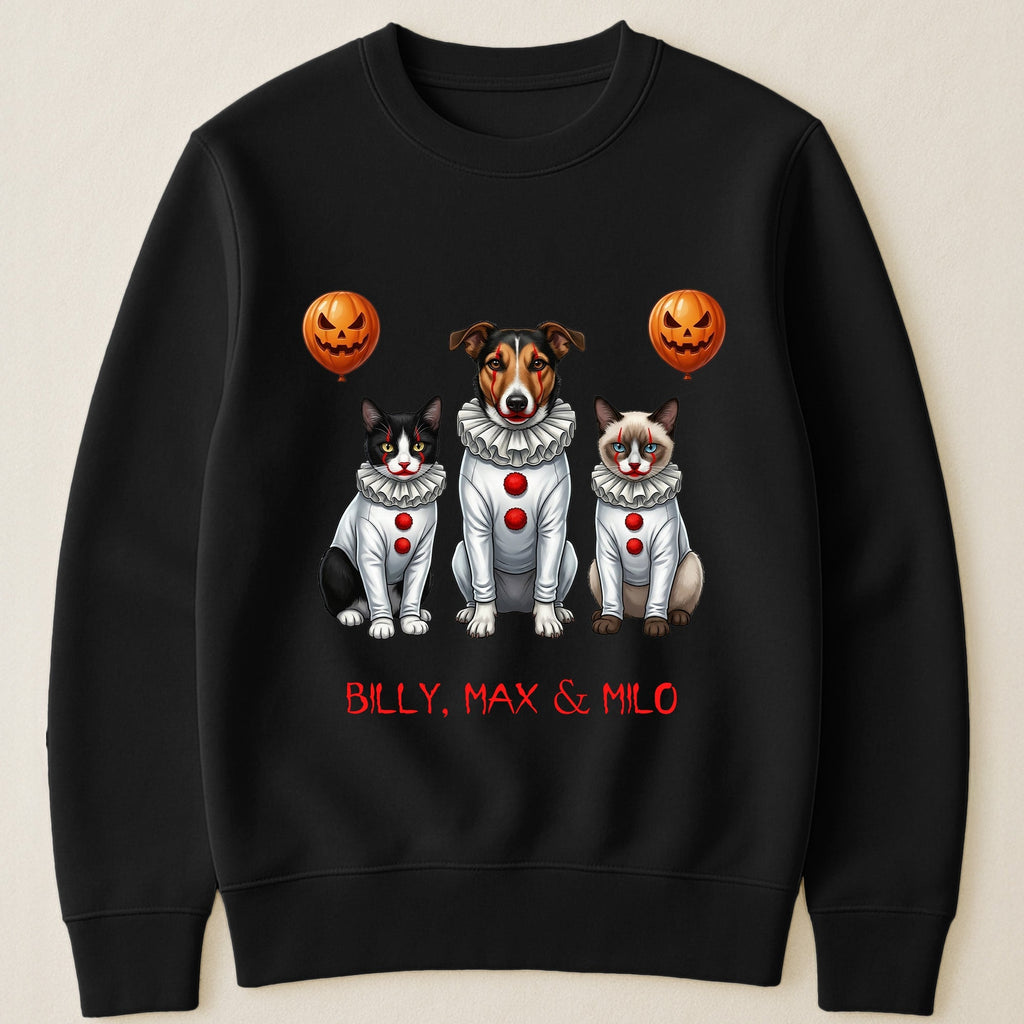 Custom Pet Portrait Halloween Clown Shirt Gift for Pet Lover Cotton Apparel GradoCreations
