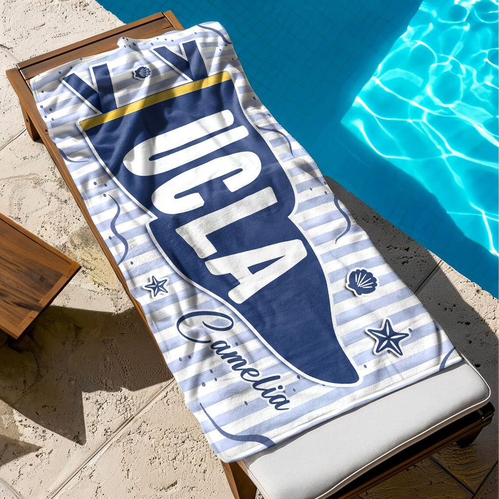 Personalized Graduation Beach Towel Custom School Pennant Gift for Students