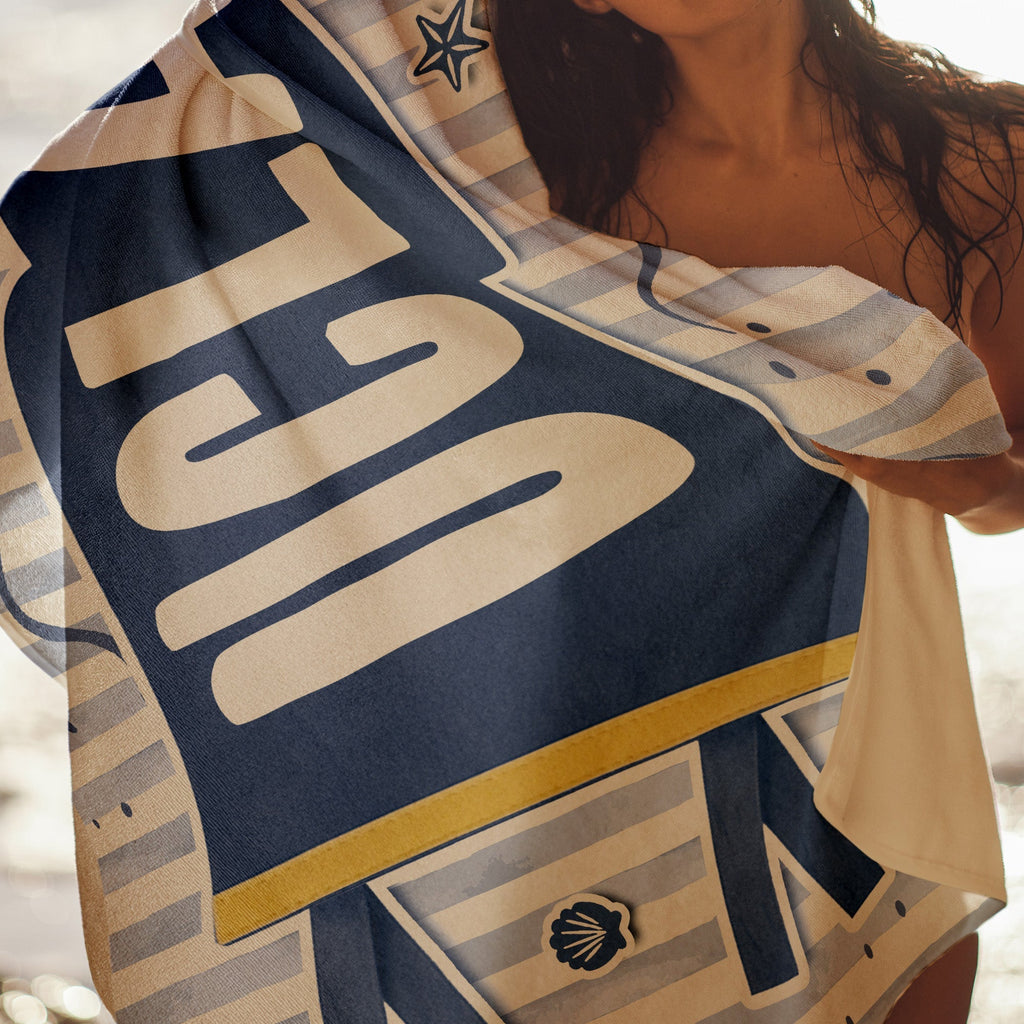 Personalized Graduation Beach Towel Custom School Pennant Gift for Students