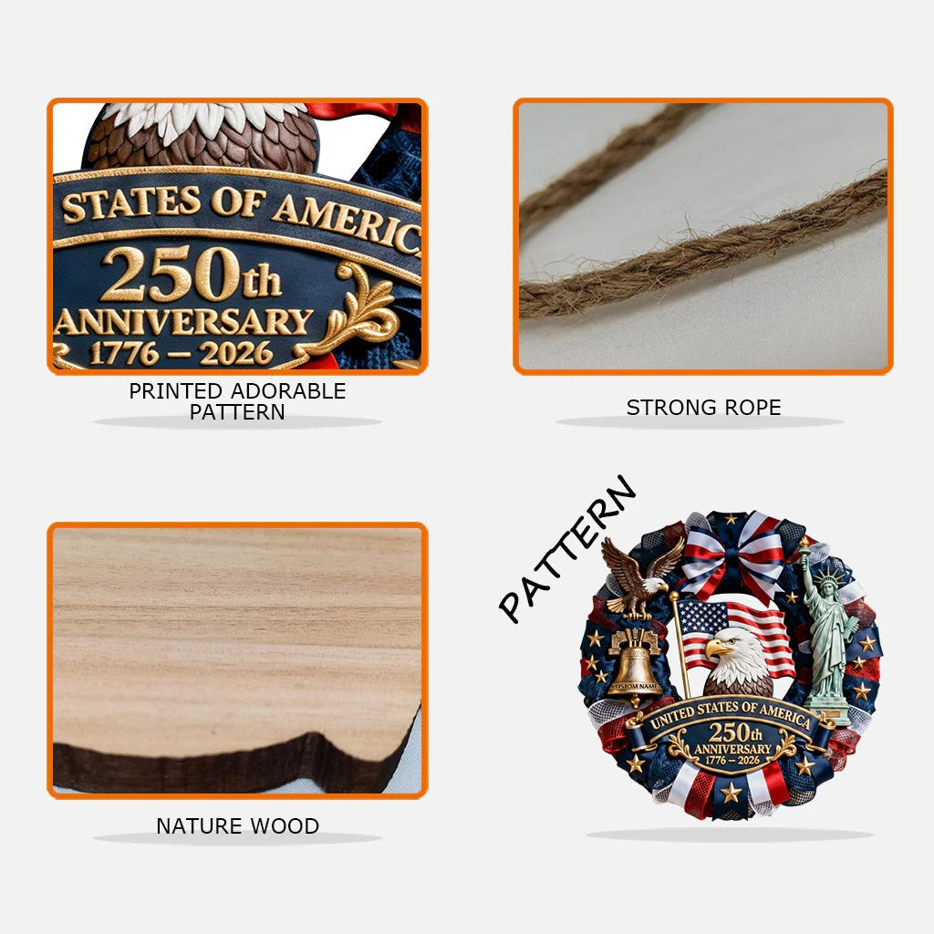 Personalized Patriot Custom Wood Sign for US 250th Anniversary Home Decor GradoCreations