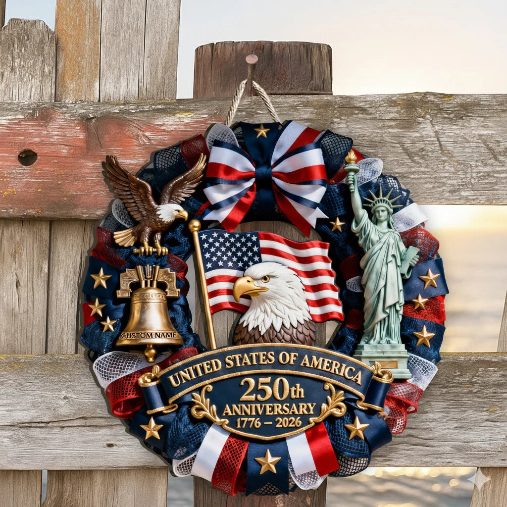 Personalized Patriot Custom Wood Sign for US 250th Anniversary Home Decor GradoCreations