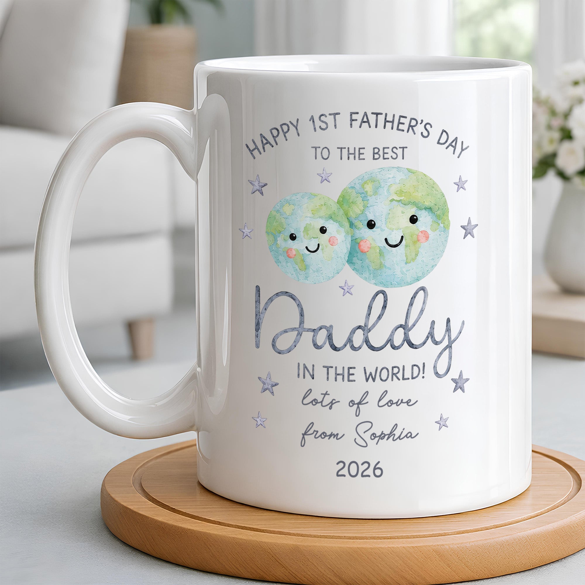 Personalized Coffee Mug for Dad Happy 1st Father's Day Globe Gift Edge-to-edge Mug GradoCreations