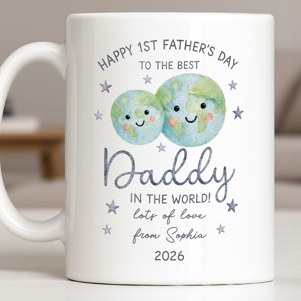 Personalized Coffee Mug for Dad Happy 1st Father's Day Globe Gift Edge-to-edge Mug GradoCreations