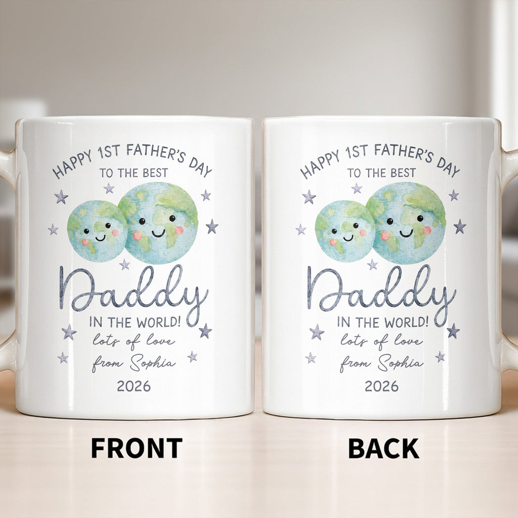 Personalized Coffee Mug for Dad Happy 1st Father's Day Globe Gift Edge-to-edge Mug GradoCreations